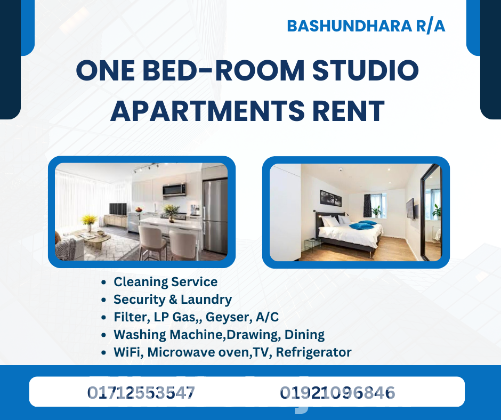 Rent 1 Bedroom Studio Apartments In Bashundhara R/A.